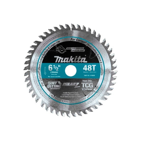 Makita Carbide-Tipped Cordless Plunge Saw Blade, Corian, 6-1/2inDia, 48 TPI A-98809 - main